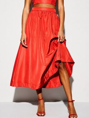 OLD NAVY NWT Poppy Red Taffeta Maxi Skirt Sz XL
